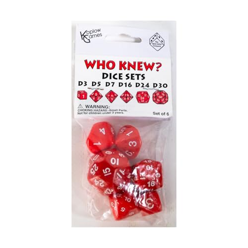 Red Special Who Knew 6 Dice Set Koplow Games
