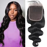 5x5 Lace Closure Body Wave HD Lace Closure Pre Plucked 100% Brazilian Virgin Human Hair Extensions for Black Women with Baby Hair Free Part Natural Color 12 Inch