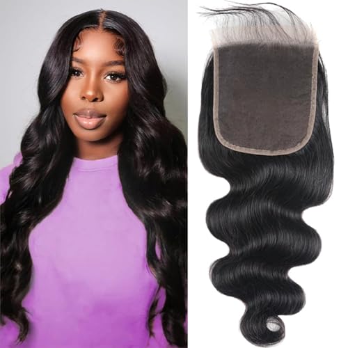 5x5 Lace Closure Body Wave HD Lace Closure Pre Plucked 100% Brazilian Virgin Human Hair Extensions for Black Women with Baby Hair Free Part Natural Color 12 Inch