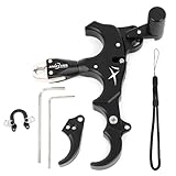 ZSHJGJR Archery Bow Release Aid 360° Rotating Head Thumb Release 3/4 Fingers Adjustable Left/Right Handed for Compound Bow Hunting Shooting Accessories (Black)