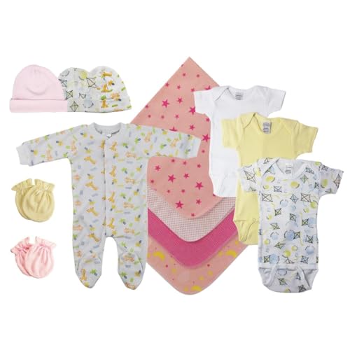Bambini NC-0536M Baby Girls 13 Piece Layette Sets White & Pink - Medium