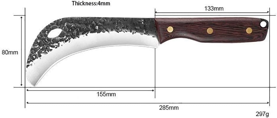 Meat Cleaver,Cleaver Knife, 6 Inch Kitchen Knives Outdoor Hunting Chop Wood Steel Blade Machete Durian Peeling Scimitar Hand Forged Luxury Viking Knife(Knife)
