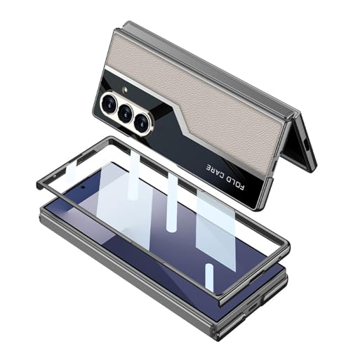 Étui pour Samsung Galaxy Z Fold 7 en cuir galvanisé rigide gris
