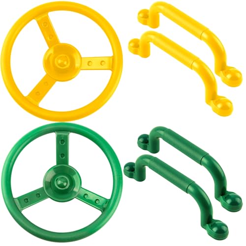 6 Pcs Playground Accessories Swingset Steering Wheel Plastic Pirate Steering Wheel Playground Safety Handles for Kids (Color Set 2)