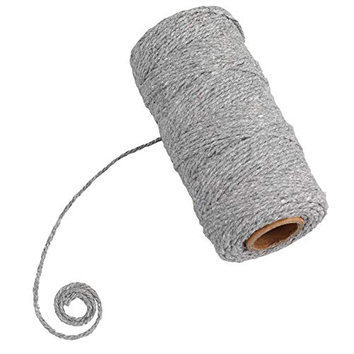 Image of jijAcraft Gray Twine String, 328 Feet Soft Cotton Butcher Twine String for Gift Wrapping, DIY Crafts, Cooking, Home Decoration String, Art Gardening, Package