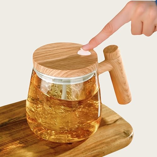 Self Stirring Coffee Mug, 400ml 6000 RPM Electric Mixer Cup, Heat-Protection Glass Coffee Blender with Lid, 48 dB Ultra-Quiet stirring cup for Home/Office/Camping, Creative Gift for Men Women Students