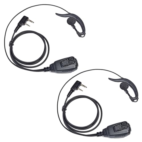 HYSHIKRA Auricolare radio compatibile con Retevis Baofeng UV5R Kenwood TK250 Walkie Talkie Headset con PTT e microfono (nero G, 2 pezzi)