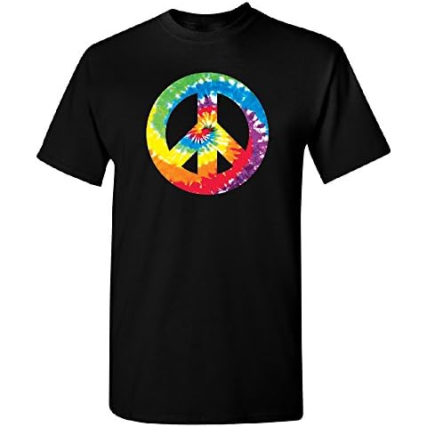 Ugly Christmas Sweater Company Peace Colorful Tye Dye Retro Men's T-Shirt Swirl Woodstock Tee Black X-Large Cover