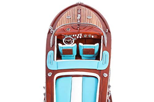 Seacraft Gallery Riva Aquarama Schiffsmodell, 69,8 cm (blau-weiÃe Ledersitze) â fertig montiertes Spielzeug-Speedboot Modell â Holzboot Spielzeug Modell-Dekor â montiertes Modell Schiffe Boote – Bild 4