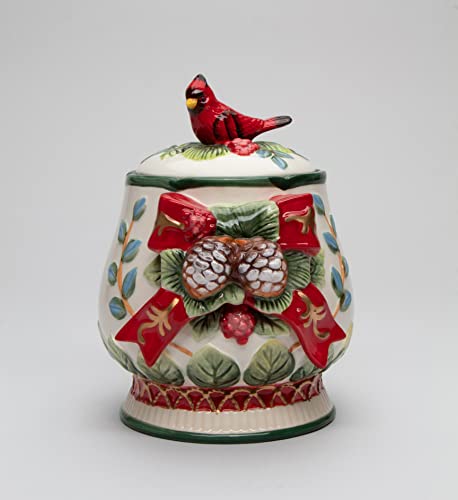 Cosmos Gifts 10556 Fine Ceramic Evergreen Holiday Red Cardinal with