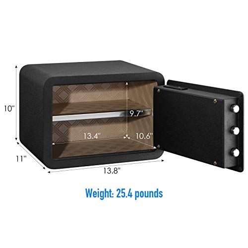 Tenamic Biometric Fingerprint Safe Box 0.85 Cubic Feet Fireproof Waterproof Safe Box With Induction Light And Leather, Solid Alloy Steel Office Hotel Home Cabinet Safe, Black #TOP3
