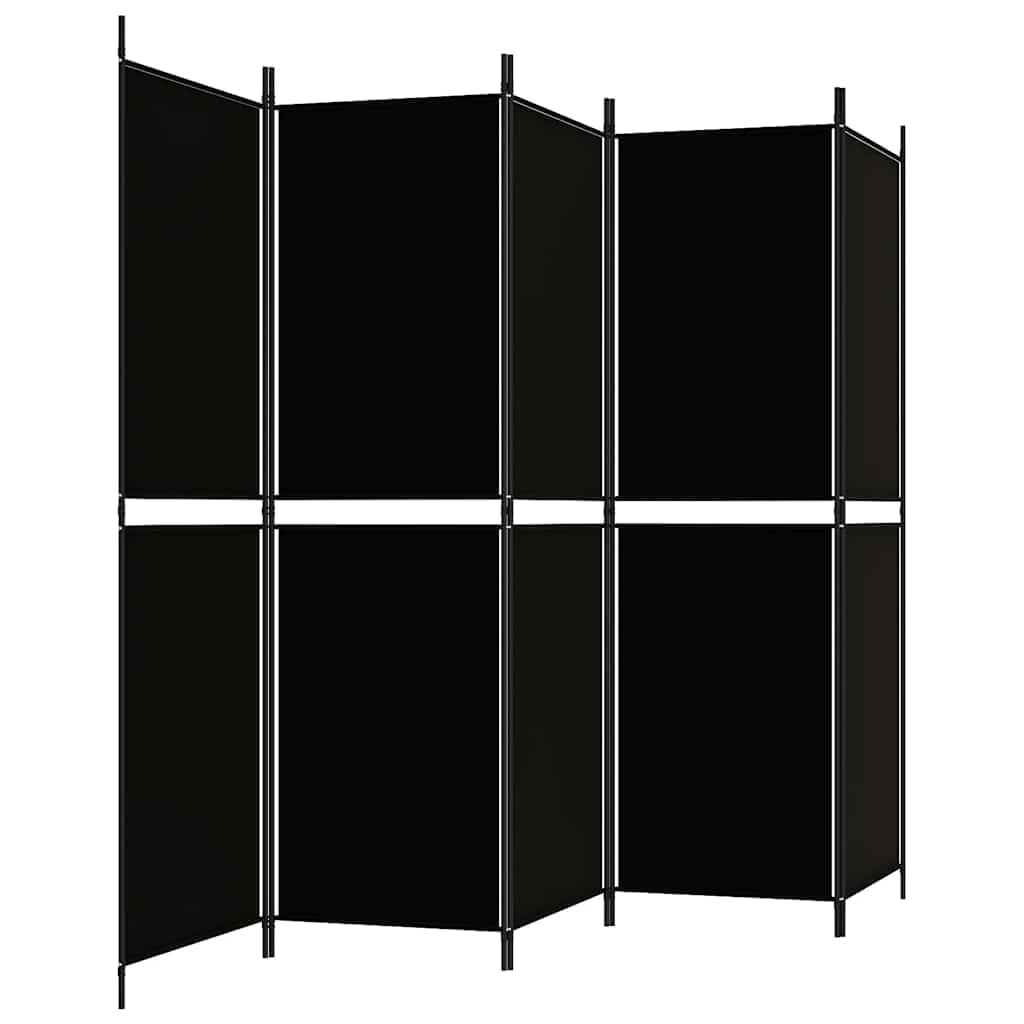 5-teiliger schwarzer Stoff Raumteiler 250x180 cm klappbar, Sichtschutz, Wohnzimmer, Schlafzimmer, büro, vielseitig, dekorativ, privatsphäre, akustik, trennwand, freistehend, Blickdicht