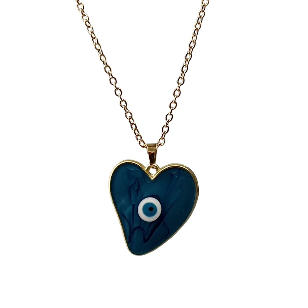 VIE Evil Eye Pendant With Gold Chain, Heart, Turquoise