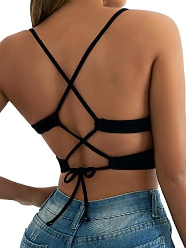 SOLY HUX Women’s Lace up Bikini Swimsuit Top V Neck String Triangle Bathing Suit Tops Beachwear SOLY HUX Women’s Lace up Bikini Swimsuit Top V Neck String Triangle Bathing Suit Tops Beachwear