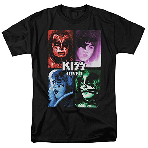 KISS Alive II Gene Simmons Rock Band T Shirt & Stickers (X-Large) Black