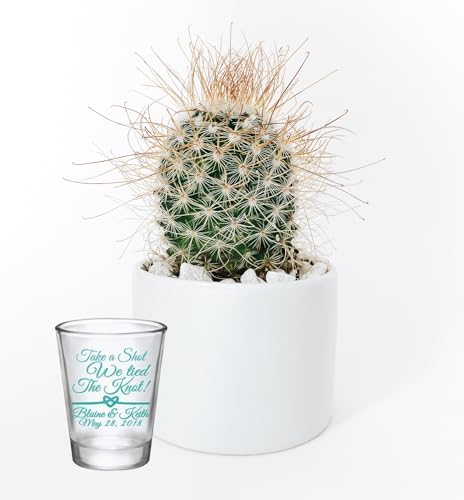 Personalized 1.75oz Glass Shot Glass “Take A Shot We Tied the Knot” Design Wedding Favors, After Party and Anniversary Dinner Party