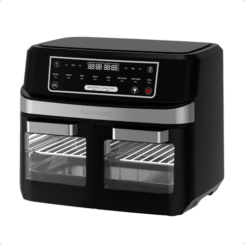 La mejor selección de daewoo garantia los preferidos por los clientes. 35 DAEWOO Horno Freidora de Aire Multifuncional DI-5512-KDF con 2 Compartimentos de 5.5L, Display LED y Pantalla Táctil con 8 Funciones y Accesorios