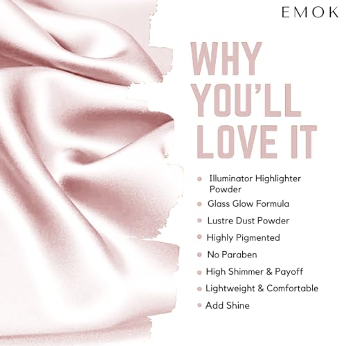 EMOK Face Highlighter, Bronzer & Illuminator | Silky Smooth Texture | Eye Makeup Glitter Eyeshadow Metallic | Blendable & Long Lasting | Blinding Glow,Loose Glitter Pearl (BABY... - Image 4