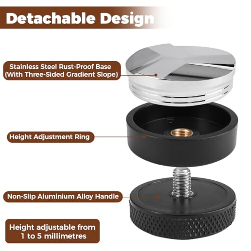 Miniatura 4 de Rairsky Distribuidor Café Distribuye Nivelador Café,51mm Nivelador De Café De Acero Inoxidable 304,Altura Ajustable,Distribuidor De Cafe,Para Hogares,Cafeterías,Oficinas Y Restaurantes Negro