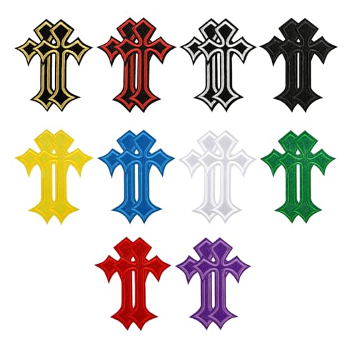 NACHLYNN 20 Pcs Cross Patches Iron On Cross DIY Decor Patches for Jeans Hats Shirts Backpacks (Multicolor)