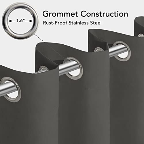 Easy-Going 100% Waterproof Outdoor Curtains Windproof Weatherproof Porch Curtains, Premium Thick Outdoor Privacy Grommet Top Panels for Patio, Gazebo and Pergola, 2 Panels, 54x84 inch, Dark Grey - Image 2