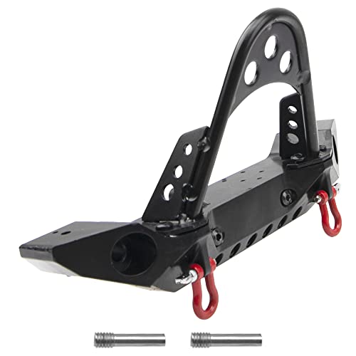 ShareGoo Metal RC Crawler Front Bumper with Tow Hook Led Light Compatible with Axial SCX10 Jeep SCX10 II 90046 90047 Traxxas TRX-4 RC4WD D90 Redcat...