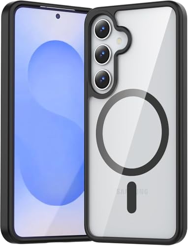 Image of Back Cover Case for Samsung Galaxy S24 FE 5G | Back Cover with Mag-Safe | Transparent & Black Mobile Phone Back Case Cover for Samsung Galaxy S2 4 FE / S24FE | Anti Yellow TPU Back Cover