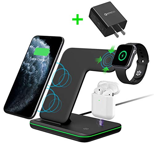 Intoval Wireless Charger,3 in 1 Wireless Charging Station for Apple Watch/Airpods,Qi Certified Wireless