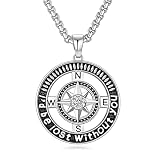 Men's Necklace, Compass Necklace for Men Anniversary Neckalces for Him, Fathers Day for Dad Husband