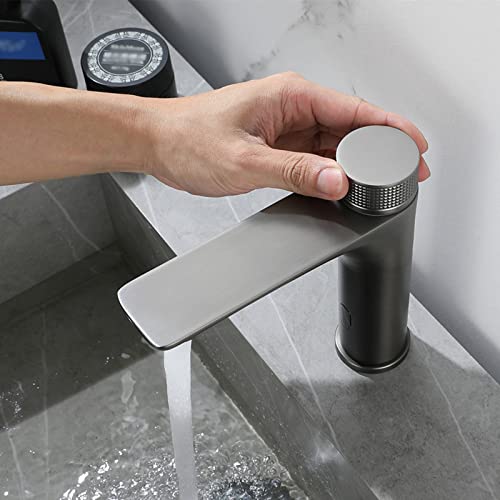 Grifo de lavabo manos libres gris con sensor para evitar gérmenes 4