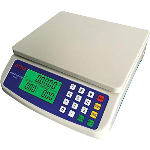 GLJTUO Báscula Digital De 88 LB, Plataforma Electrónica para Calcular Precios, Balanza Comercial para Alimentos, Fiambres, Frutas Y Carnes, Conteo De Productos, Mercados Agrícol,White-30kg-1g