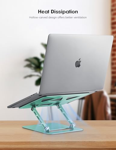 Image of Aoviho Adjustable Laptop Stand for Desk,Portable Laptop Stand Holder and Riser,Foldable Aluminum Notebook Computer Stands for MacBook Air Pro HP Lenovo Dell Samsung, 10-15.6 inch (Fresh Green)