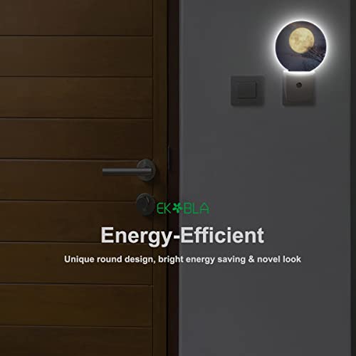 Image of EKOBLA Full Moon Night Light, Moon Above Treetop Starry Sky Night Lights Plug Into Wall with Auto Sensor for Bathroom and Hallway
