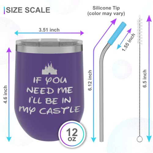 If You Need Me I'll Be - 12Oz Wine Tumbler With Lid - 100% Stainless Steel - Insulated Stemless Double Wall Vacuum Tumbler - Fancy Sayings - Mom Dad Wife Bff - Best Gift For Mens Woman Teen Purple #TOP4