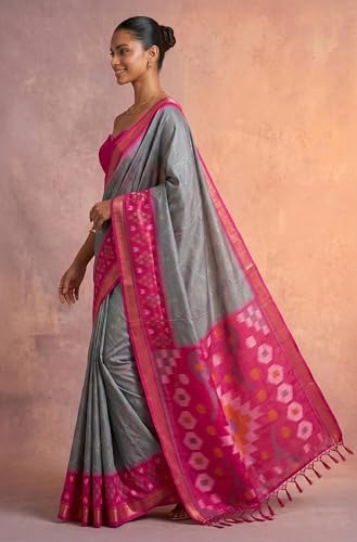 Threadbox magenta soft silk saree in soft silk – image 3