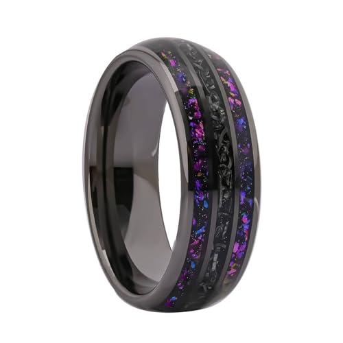 Bague en tungstène et météorite 8mm | Alliance luxe confort homme femme