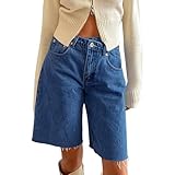 Facile à porter : Ce short bermuda ample pour femme, ce short en denim pour femme peut être associé à des t-shirts, des gilets, des hauts à manches longues, des sweat-shirts et une variété de styles pour créer un look charmant.