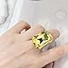 Sparkling Large Rectangle Rhinestone Open Statement Ring for Women Exaggerated Big Geometric Crystal Stone Thick Chunky Finger Adjustable Band Rings Wedding Brides Prom Party Cocktail Fashion Jewelry (Yellow)