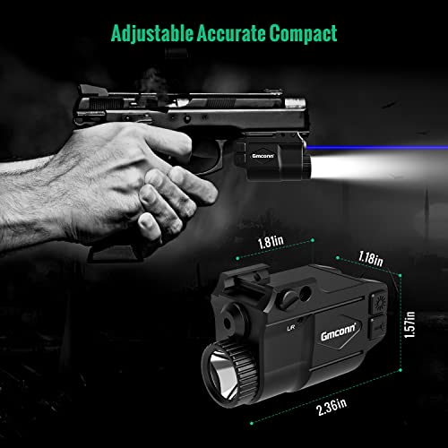 Gmconn Gun Light Laser Sight Weapon Pistol Flashlight 650 Lumen With Blue Laser Sight Combo, Built In Usb Rechargeable Battery (Black) #TOP3