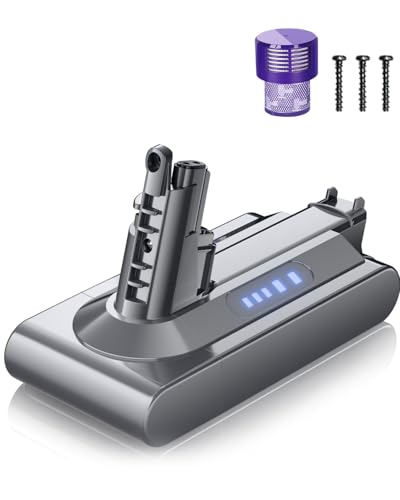 Akku für Dyson V10 Powtree Ersatzakku für Dyson V10 SV12 Absolute Animal Motörhead Fluffy Total Clean Cyclone 206340 969352-02 Akku-Staubsauger (1 Filter + 3 Schrauben)