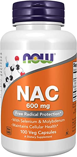 Now Supplements, NAC (N-Acetyl Cysteine) 600 mg with Selenium & Molybdenum, 100 Veg Capsules, Gluten Free, Dairy Free, Egg Free, Soy Free