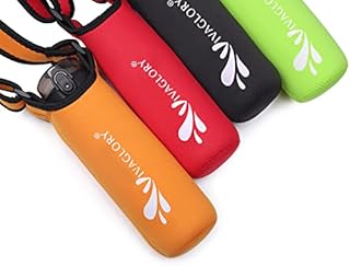 VIVAGLORY Neoprene Water Bottle Holder for Walking, with Adjustable Shoulder Strap, Fits Bottle with Diameter in 7.1-8.2cm