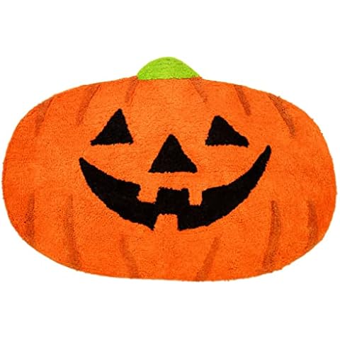 Mooky Mats Shaped Pumpkin Bath Mat Non-Slip 60 x 80cm - Halloween Home Decor, Super Soft, Absorbent Accent Rug Cover