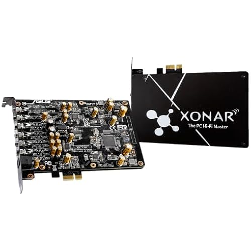 Asus Xonar AE Sound Board 7.1 PCIe Gaming Sound Card with 192kHz/24-bit Hi-Res Audio Quality, 150ohm Headphone amp, DAC, and Exclusive EMI Back Plate