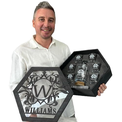 Personalized Whiskey Decanter Set for Men Home Bar Custom Liquor ...