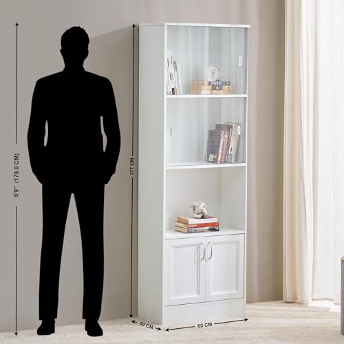 Image of Home Centre | Helios - Alton | Engineered Wood | Open Book Shelves | White | 1 Year Warranty