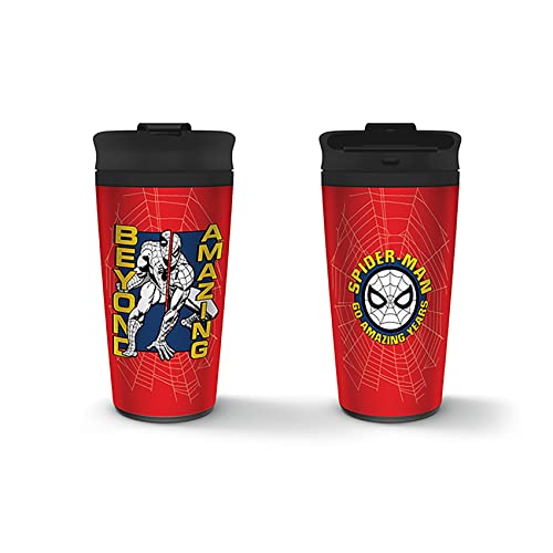 Image of Marvel Spider-Man Metal Travel Mug (Beyond Amazing Design) 16oz Insulated Mug - Official Merchandise
