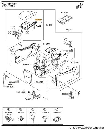 Miniatura 6 de Mazda 2013-2016 CX-5 Nueva cerradura de tapa de consola central OEM KA0G-64-45YA-02