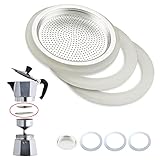 Dichtung und Filter für Moka-Ersatzteile (3 x Dichtungsring aus Silikon + 1 x Stahlfilter) (9 Tassen)