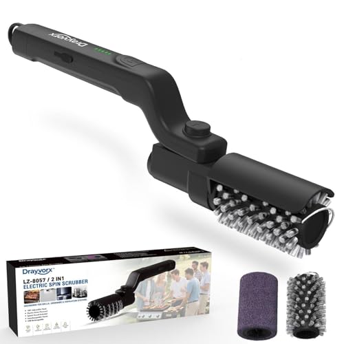 Cepillo eléctrico para parrilla de barbacoa, cepillo de limpieza inalámbrico recargable para barbacoa, lleva dos cepillos de limpieza de repuesto, limpiador impermeable para parrillas de barbacoa al